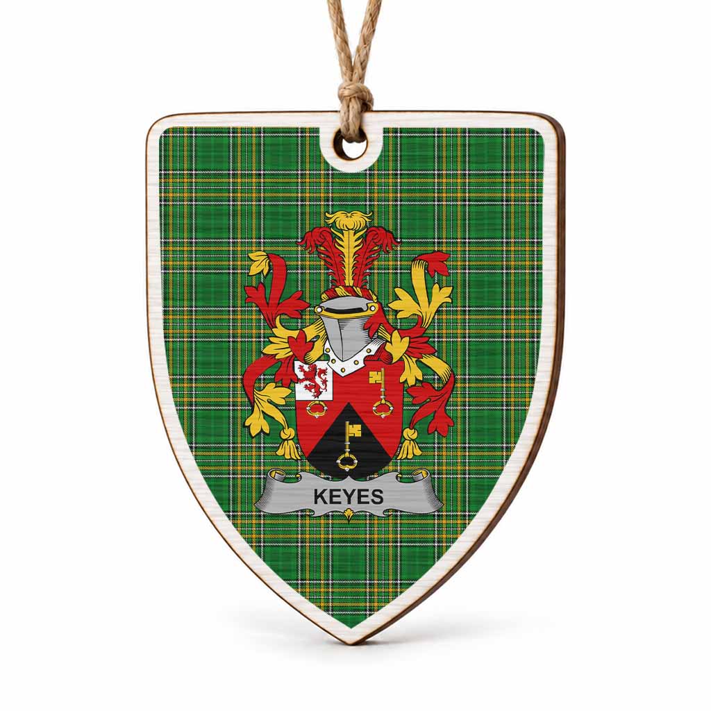 Keyes Coat of Arms Shield Wood Ornament , Irish Heritage Hanging Plaque for Christmas Tree
