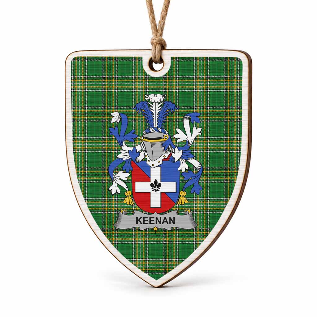 Keenan Coat of Arms Shield Wood Ornament , Irish Heritage Hanging Plaque for Christmas Tree