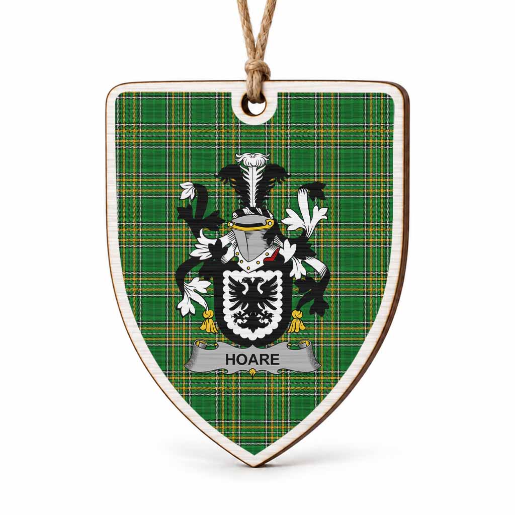 Hoare Coat of Arms Shield Wood Ornament , Irish Heritage Hanging Plaque for Christmas Tree