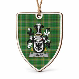 Hoare Coat of Arms Shield Wood Ornament , Irish Heritage Hanging Plaque for Christmas Tree