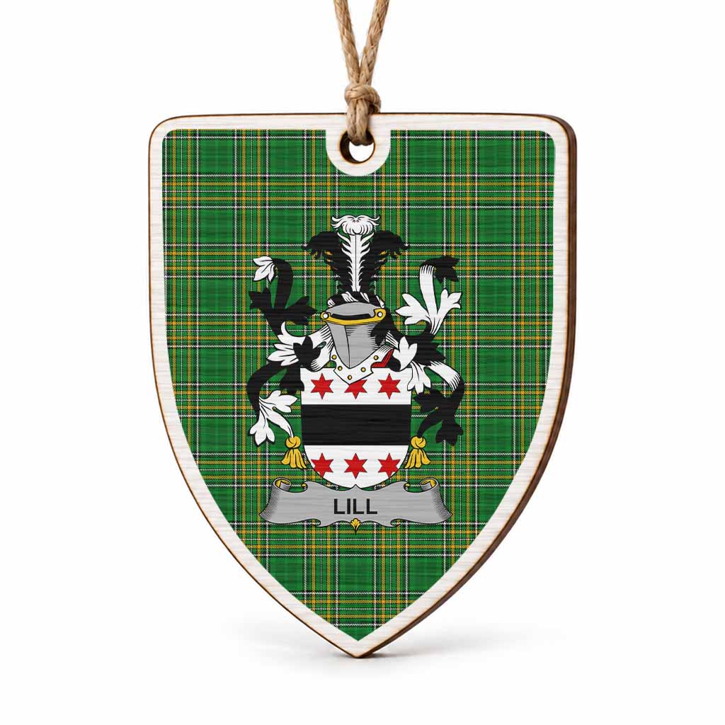Lill Coat of Arms Shield Wood Ornament , Irish Heritage Hanging Plaque for Christmas Tree
