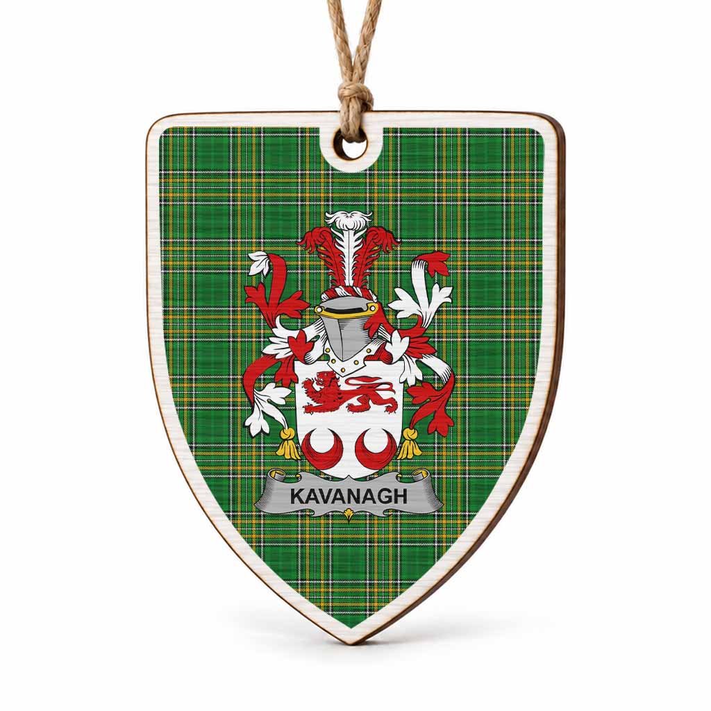 Kavanagh Coat of Arms Shield Wood Ornament , Irish Heritage Hanging Plaque for Christmas Tree