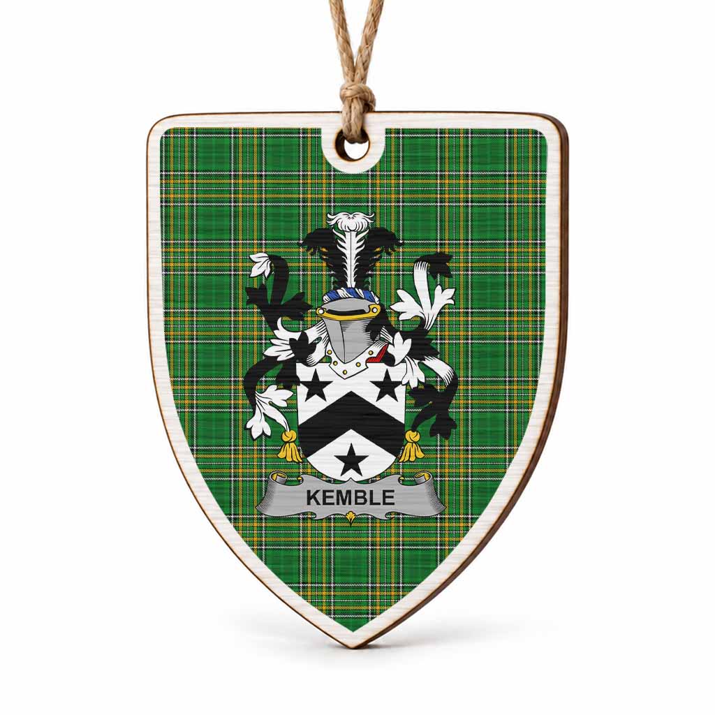 Kemble Coat of Arms Shield Wood Ornament , Irish Heritage Hanging Plaque for Christmas Tree