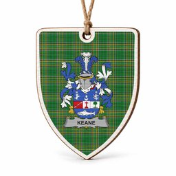 Keane Coat of Arms Shield Wood Ornament , Irish Heritage Hanging Plaque for Christmas Tree