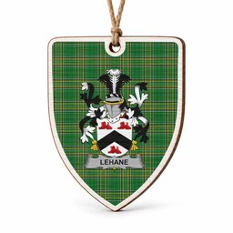 Lehane Coat of Arms Shield Wood Ornament , Irish Heritage Hanging Plaque for Christmas Tree