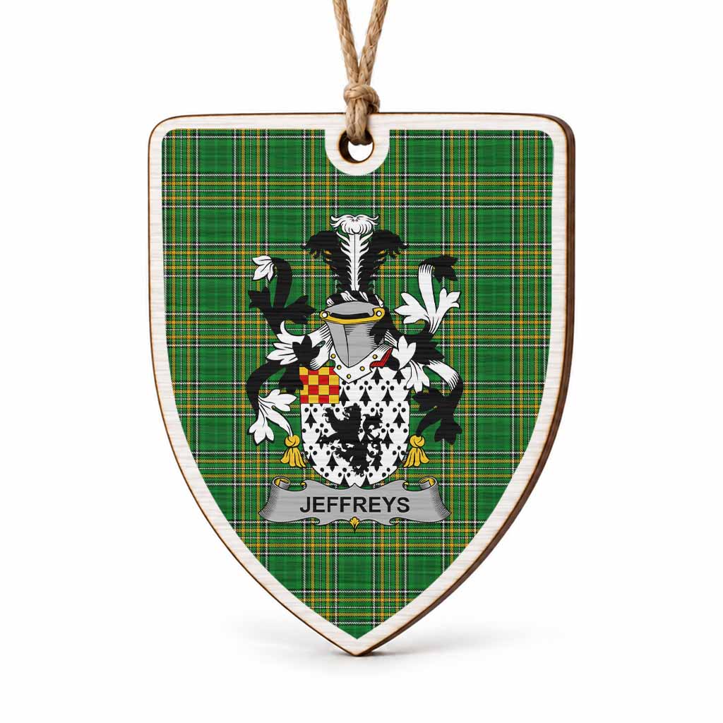 Jeffreys Coat of Arms Shield Wood Ornament , Irish Heritage Hanging Plaque for Christmas Tree