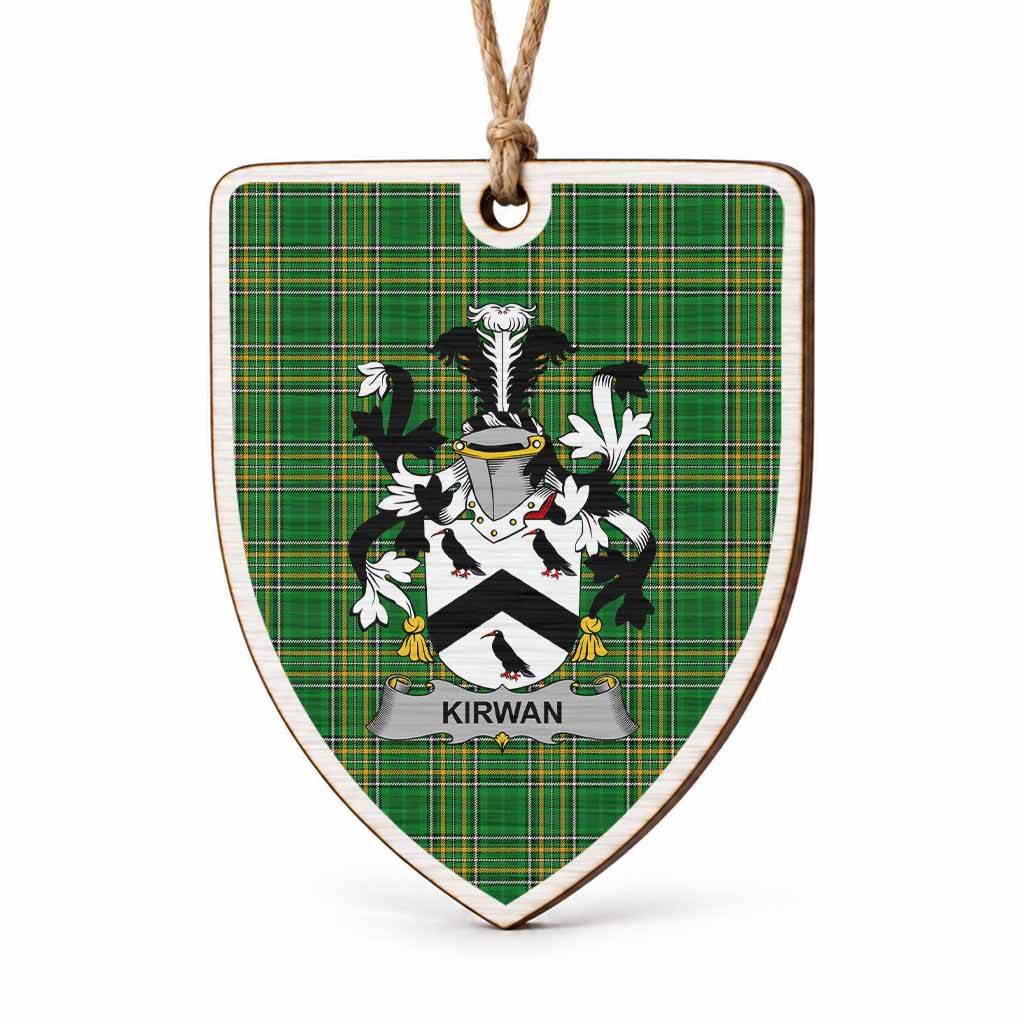 Kirwan Coat of Arms Shield Wood Ornament , Irish Heritage Hanging Plaque for Christmas Tree
