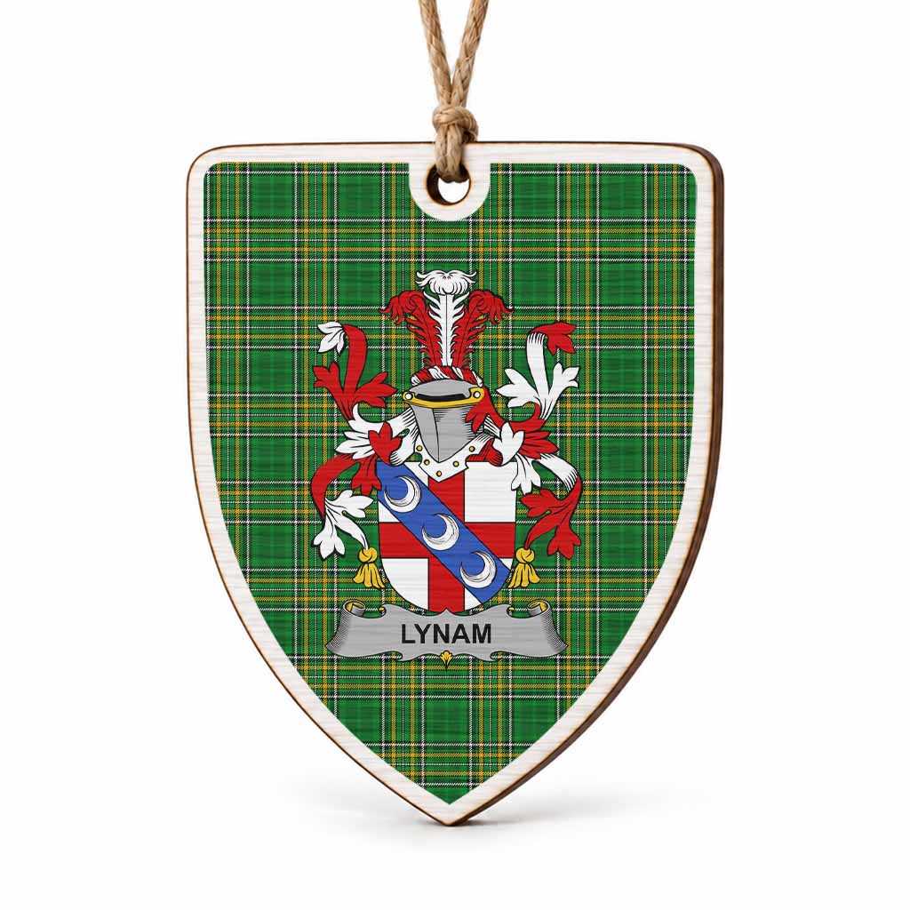 Lynam Coat of Arms Shield Wood Ornament , Irish Heritage Hanging Plaque for Christmas Tree