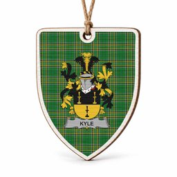 Kyle Coat of Arms Shield Wood Ornament , Irish Heritage Hanging Plaque for Christmas Tree