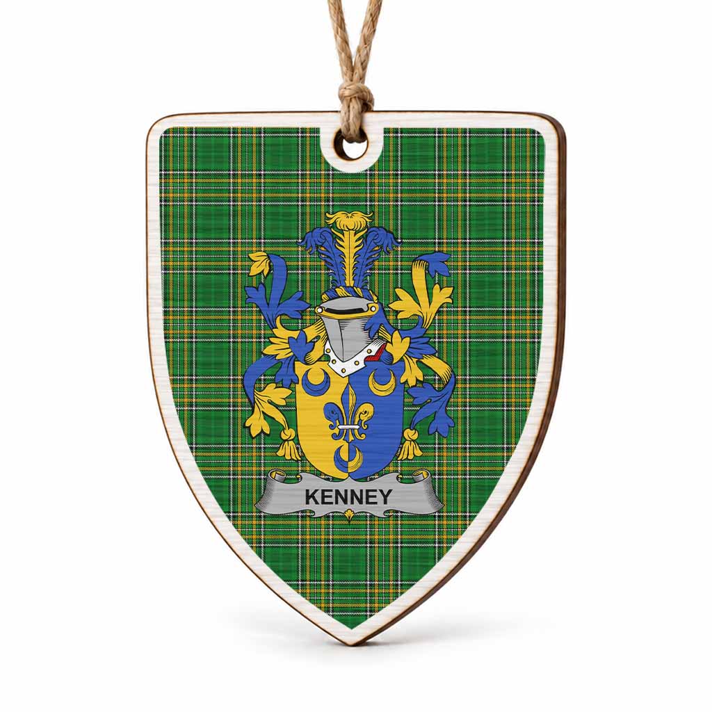 Kenney Coat of Arms Shield Wood Ornament , Irish Heritage Hanging Plaque for Christmas Tree