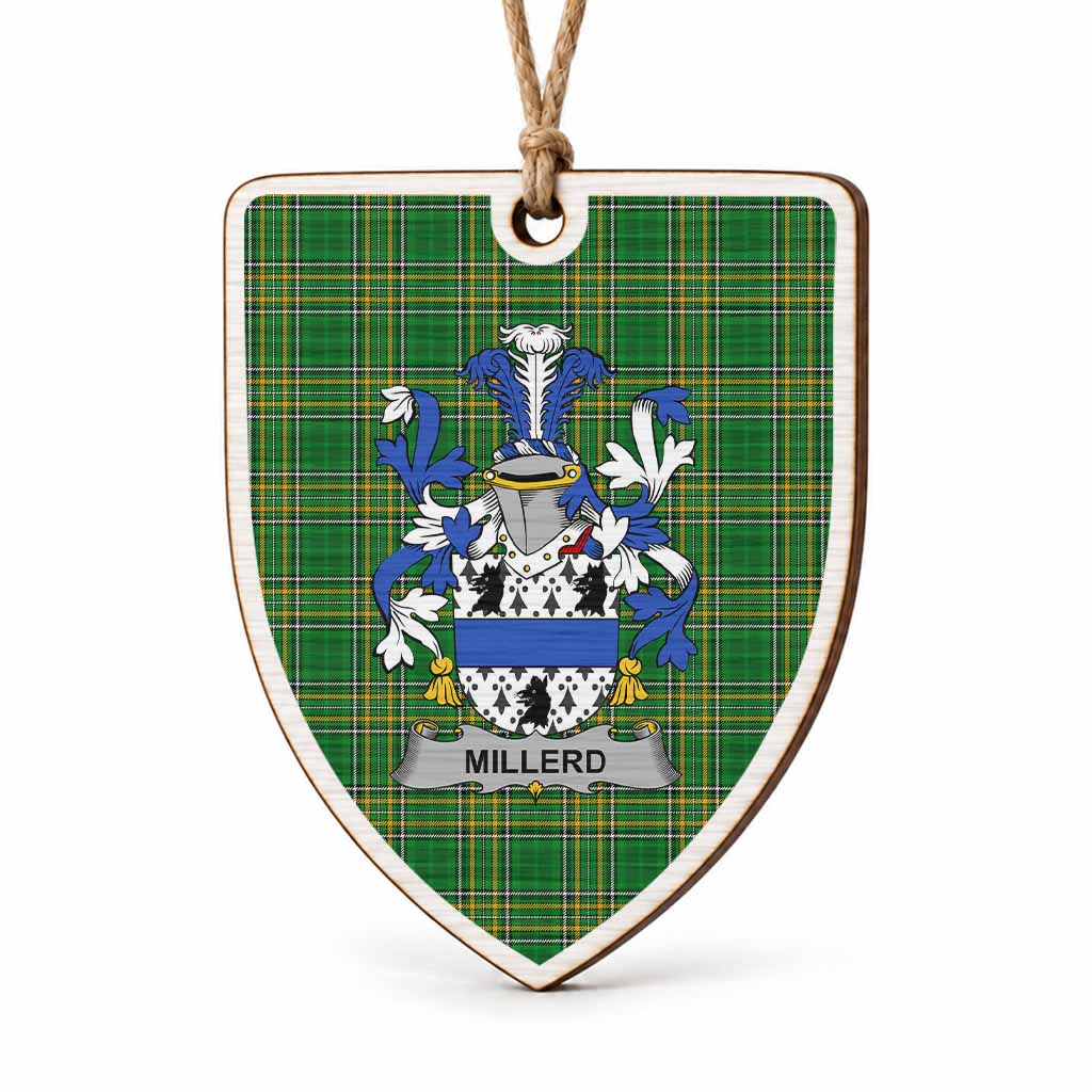 Millerd Coat of Arms Shield Wood Ornament , Irish Heritage Hanging Plaque for Christmas Tree
