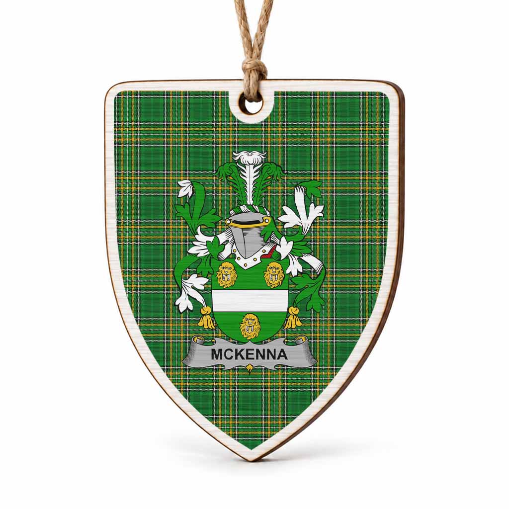 McKenna Coat of Arms Shield Wood Ornament , Irish Heritage Hanging Plaque for Christmas Tree