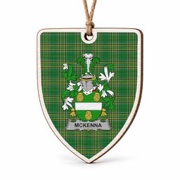 McKenna Coat of Arms Shield Wood Ornament , Irish Heritage Hanging Plaque for Christmas Tree