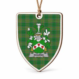 Kearns Coat of Arms Shield Wood Ornament , Irish Heritage Hanging Plaque for Christmas Tree