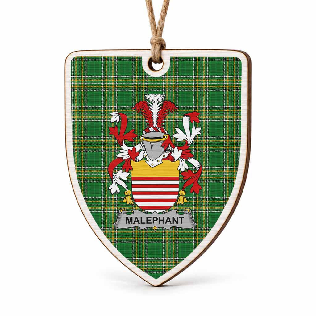 Malaphant Coat of Arms Shield Wood Ornament , Irish Heritage Hanging Plaque for Christmas Tree