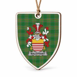 Malaphant Coat of Arms Shield Wood Ornament , Irish Heritage Hanging Plaque for Christmas Tree