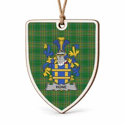 Hone Coat of Arms Shield Wood Ornament , Irish Heritage Hanging Plaque for Christmas Tree