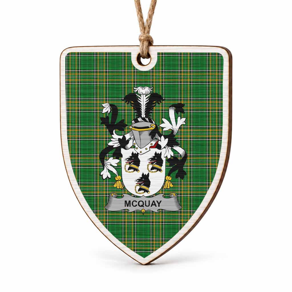 McQuay Coat of Arms Shield Wood Ornament , Irish Heritage Hanging Plaque for Christmas Tree