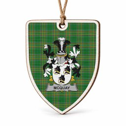 McQuay Coat of Arms Shield Wood Ornament , Irish Heritage Hanging Plaque for Christmas Tree