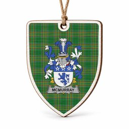 McMurray Coat of Arms Shield Wood Ornament , Irish Heritage Hanging Plaque for Christmas Tree