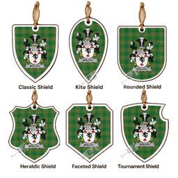 Molloy Coat of Arms Shield Wood Ornament , Irish Heritage Hanging Plaque for Christmas Tree