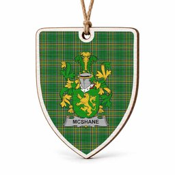 McShane Coat of Arms Shield Wood Ornament , Irish Heritage Hanging Plaque for Christmas Tree