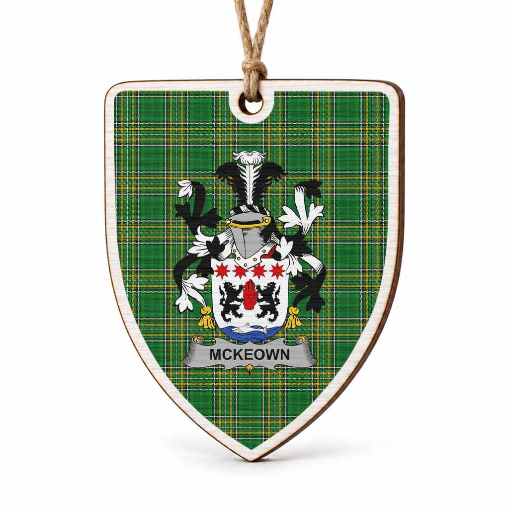 McKeown Coat of Arms Shield Wood Ornament , Irish Heritage Hanging Plaque for Christmas Tree