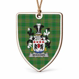 McKeown Coat of Arms Shield Wood Ornament , Irish Heritage Hanging Plaque for Christmas Tree