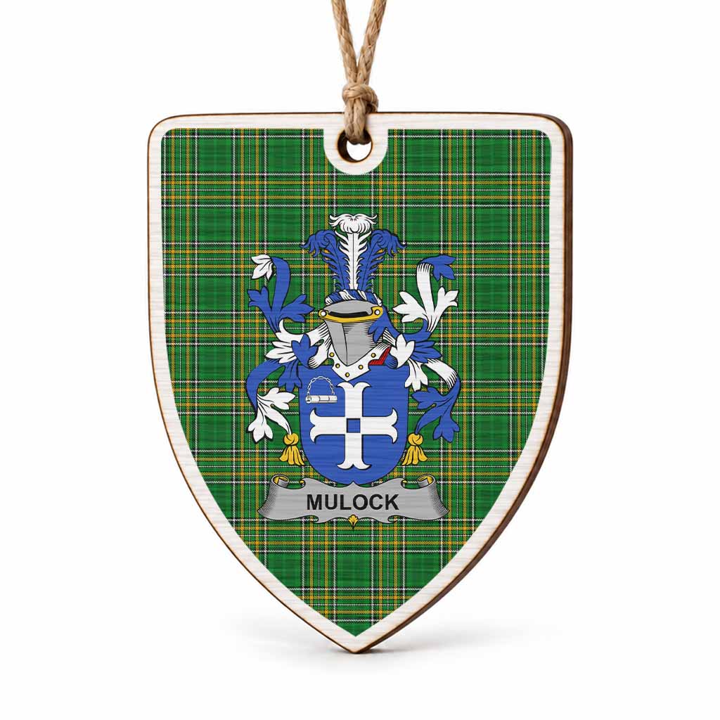 Mulock Coat of Arms Shield Wood Ornament , Irish Heritage Hanging Plaque for Christmas Tree