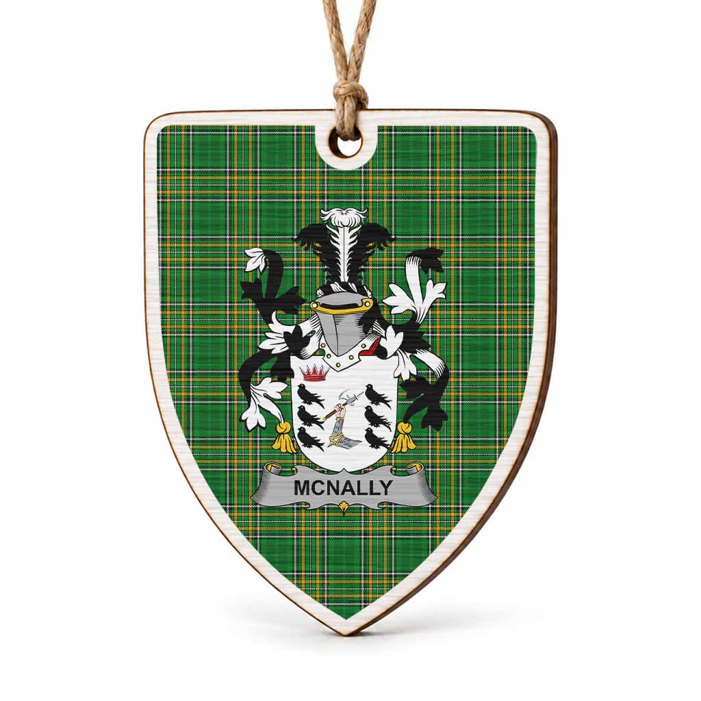 McNally Coat of Arms Shield Wood Ornament , Irish Heritage Hanging Plaque for Christmas Tree