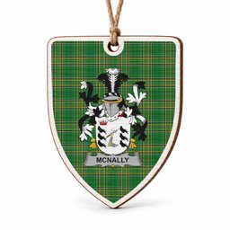 McNally Coat of Arms Shield Wood Ornament , Irish Heritage Hanging Plaque for Christmas Tree