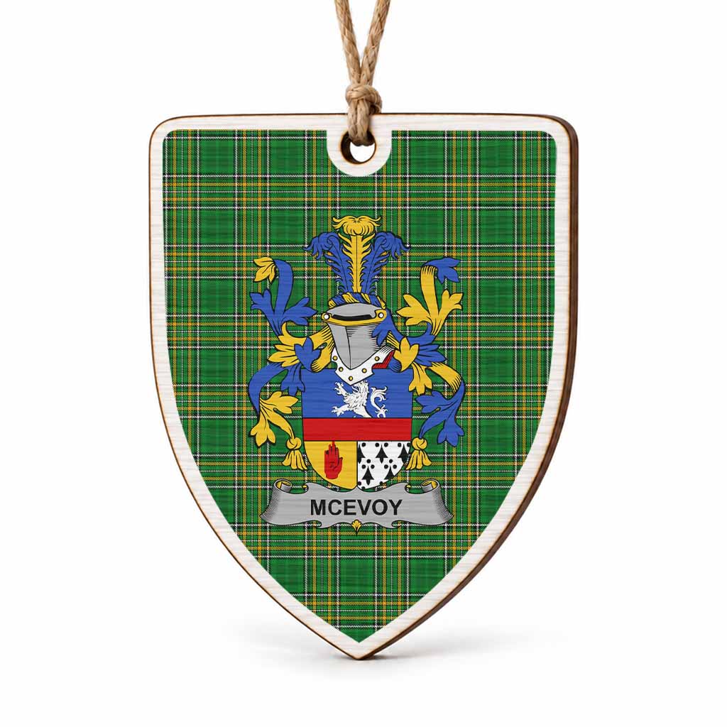 McEvoy Coat of Arms Shield Wood Ornament , Irish Heritage Hanging Plaque for Christmas Tree