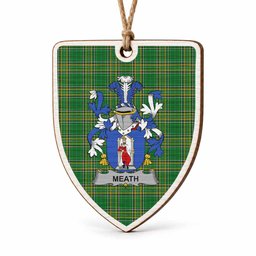 Meath Coat of Arms Shield Wood Ornament , Irish Heritage Hanging Plaque for Christmas Tree