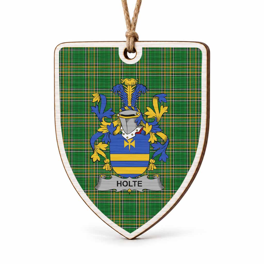 Holte Coat of Arms Shield Wood Ornament , Irish Heritage Hanging Plaque for Christmas Tree