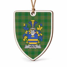 Holte Coat of Arms Shield Wood Ornament , Irish Heritage Hanging Plaque for Christmas Tree