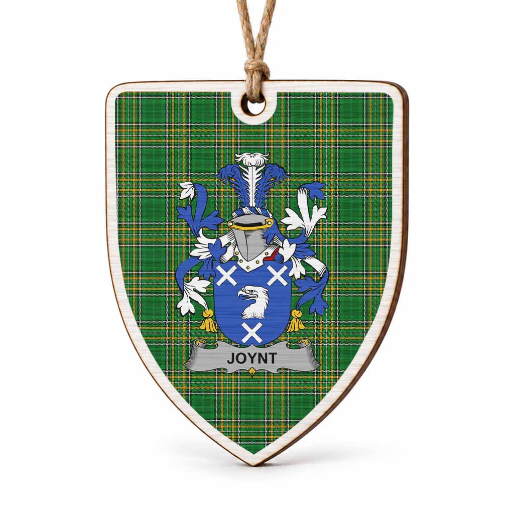 Joynt Coat of Arms Shield Wood Ornament , Irish Heritage Hanging Plaque for Christmas Tree