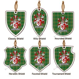 Hetherington Coat of Arms Shield Wood Ornament , Irish Heritage Hanging Plaque for Christmas Tree