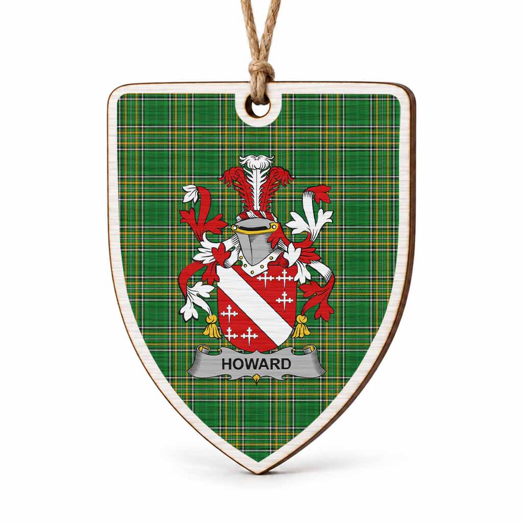 Howard Coat of Arms Shield Wood Ornament , Irish Heritage Hanging Plaque for Christmas Tree