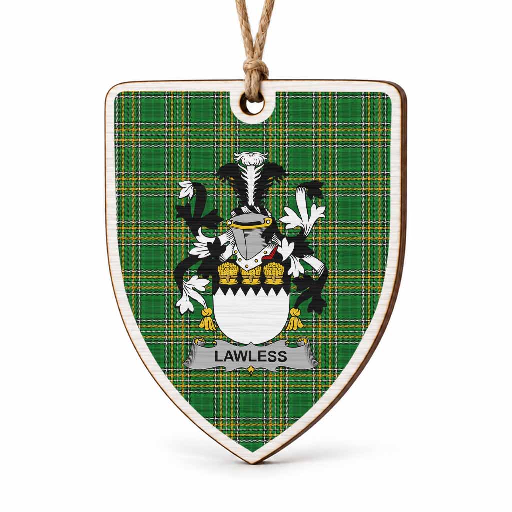 Lawless Coat of Arms Shield Wood Ornament , Irish Heritage Hanging Plaque for Christmas Tree