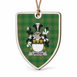 Lawless Coat of Arms Shield Wood Ornament , Irish Heritage Hanging Plaque for Christmas Tree