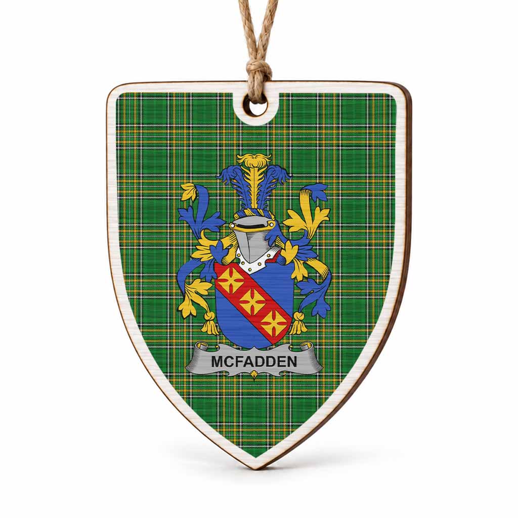 McFadden Coat of Arms Shield Wood Ornament , Irish Heritage Hanging Plaque for Christmas Tree