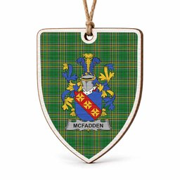 McFadden Coat of Arms Shield Wood Ornament , Irish Heritage Hanging Plaque for Christmas Tree