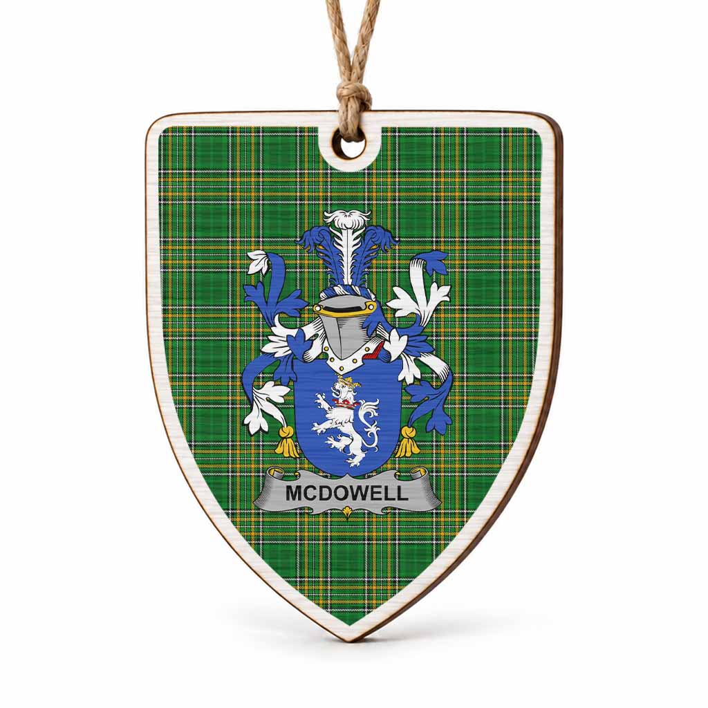 McDowell Coat of Arms Shield Wood Ornament , Irish Heritage Hanging Plaque for Christmas Tree