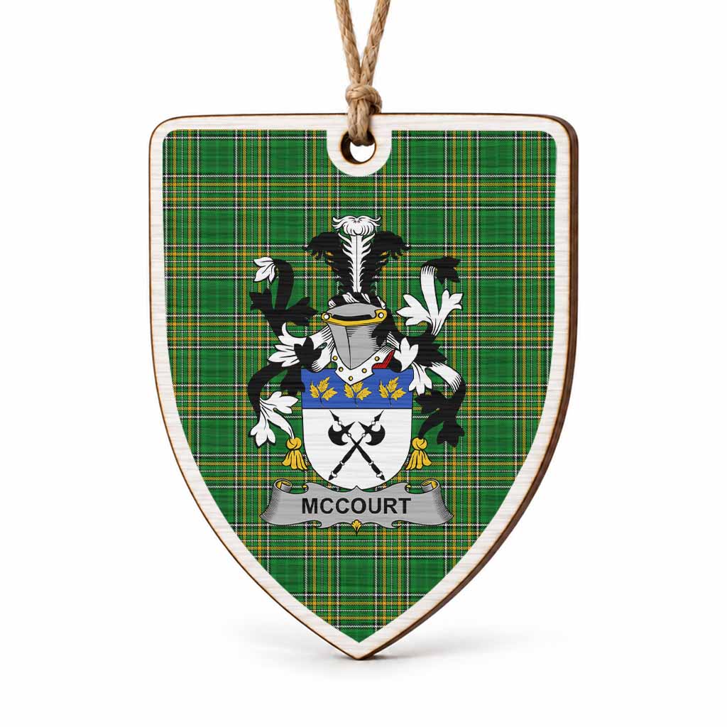 McCourt Coat of Arms Shield Wood Ornament , Irish Heritage Hanging Plaque for Christmas Tree
