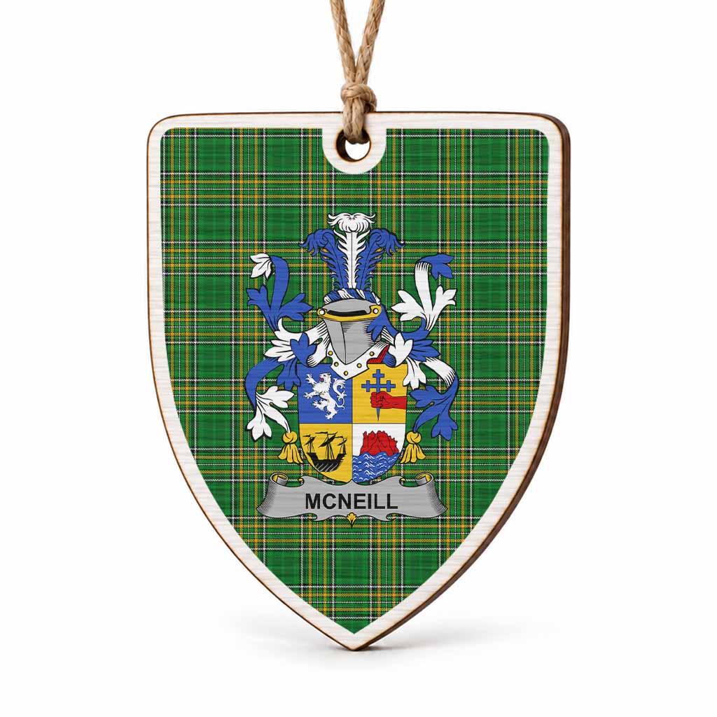McNeill Coat of Arms Shield Wood Ornament , Irish Heritage Hanging Plaque for Christmas Tree