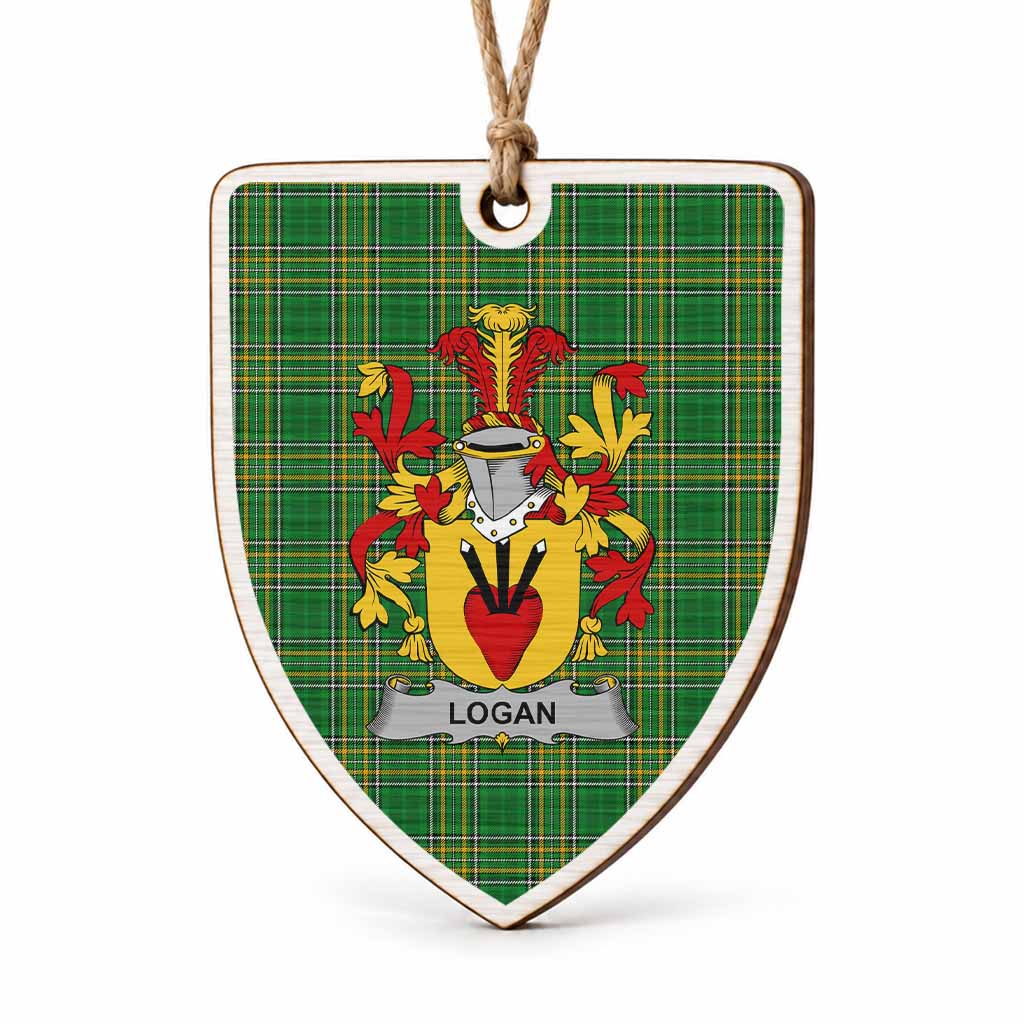 Logan Coat of Arms Shield Wood Ornament , Irish Heritage Hanging Plaque for Christmas Tree