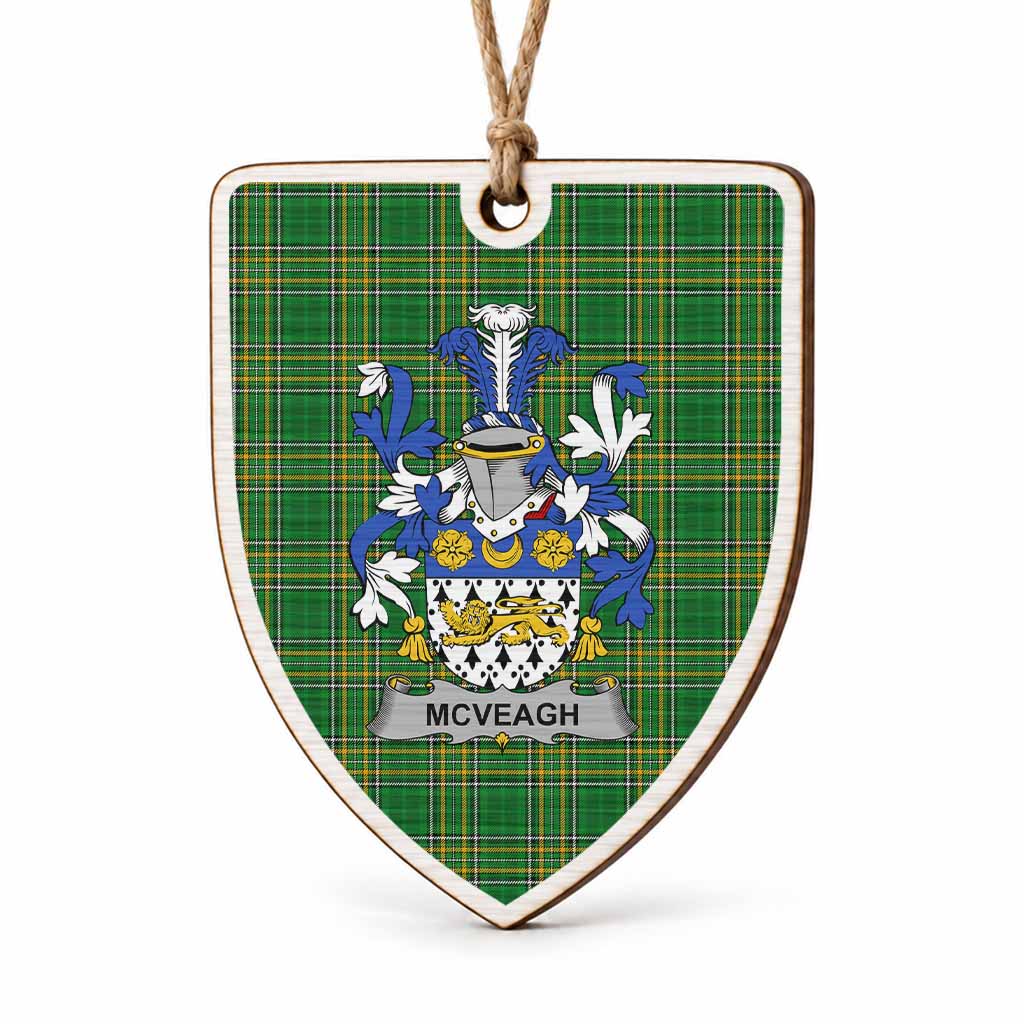 McVeagh Coat of Arms Shield Wood Ornament , Irish Heritage Hanging Plaque for Christmas Tree