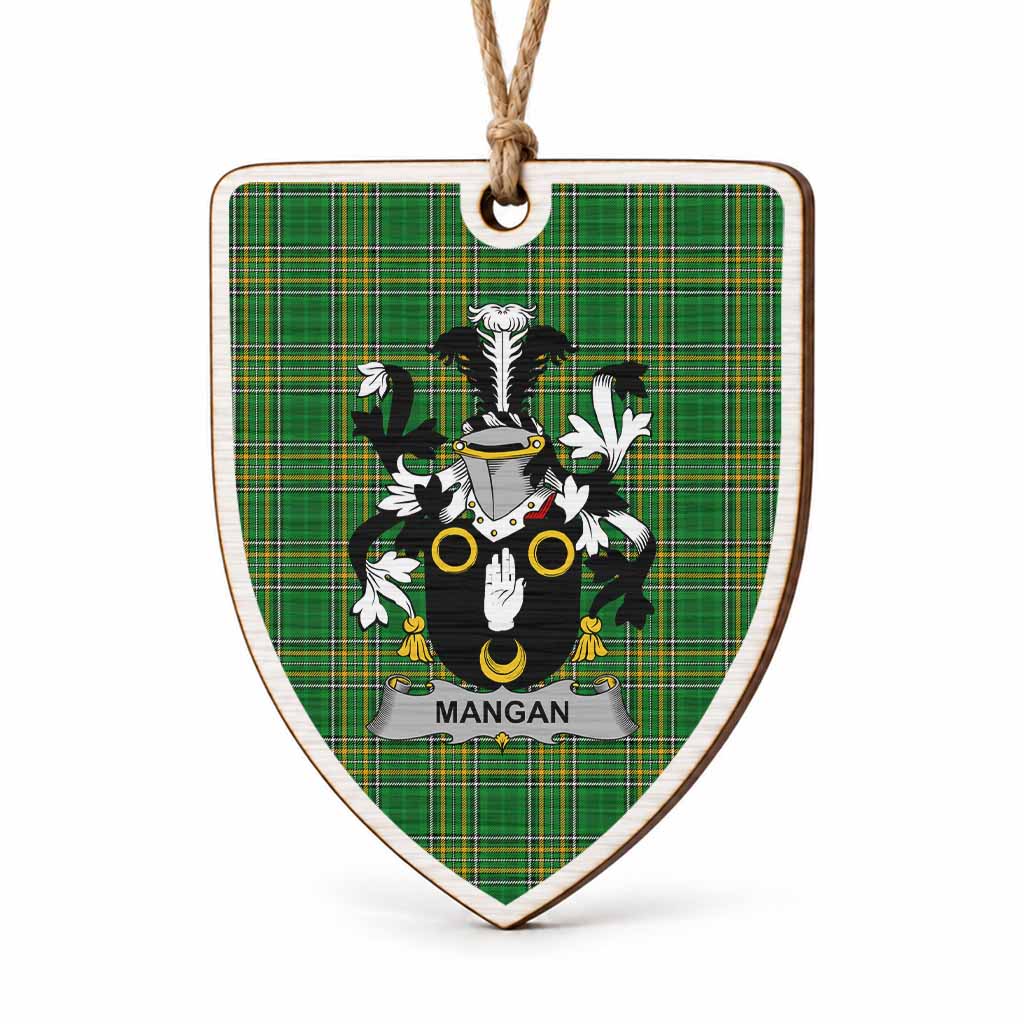 Mangan Coat of Arms Shield Wood Ornament , Irish Heritage Hanging Plaque for Christmas Tree