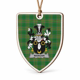 Mangan Coat of Arms Shield Wood Ornament , Irish Heritage Hanging Plaque for Christmas Tree