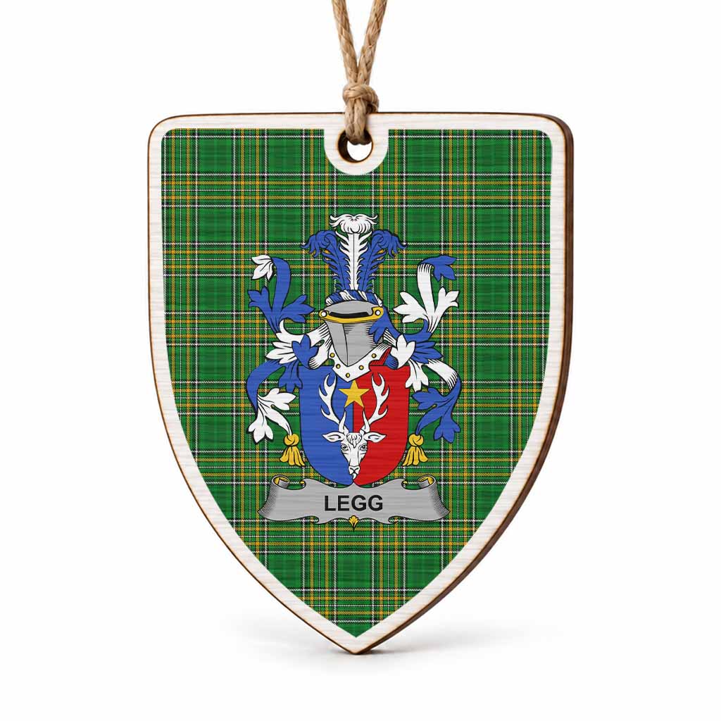 Legg Coat of Arms Shield Wood Ornament , Irish Heritage Hanging Plaque for Christmas Tree
